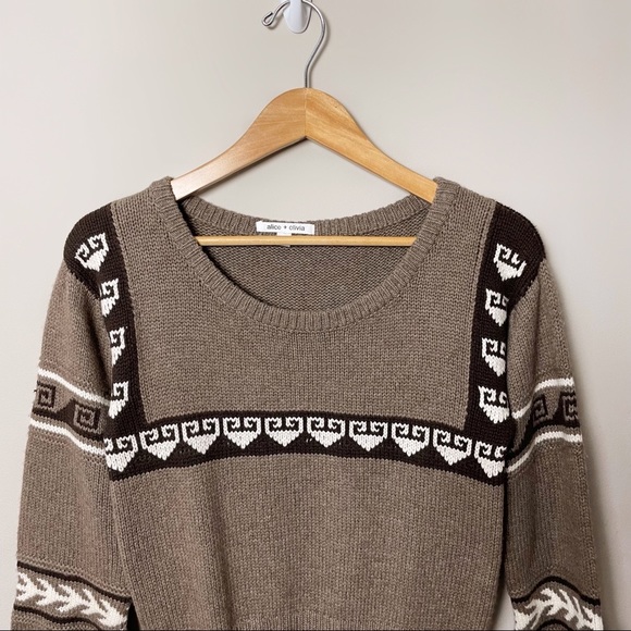 Alice + Olivia Retro Brown Fringe Sweater Dress Medium - Picture 9 of 15